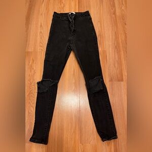Forever 21 Black Ripped Skinny Jeans